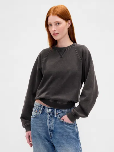 Gap Heavyweight French Terry Raglan Sweatshirt In Black
