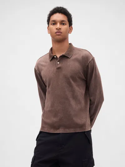 Gap Heavyweight Jersey Polo Shirt Shirt In Brown