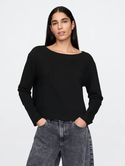 Gap Heavyweight Organic Cotton Vintage Boatneck T-shirt In Black