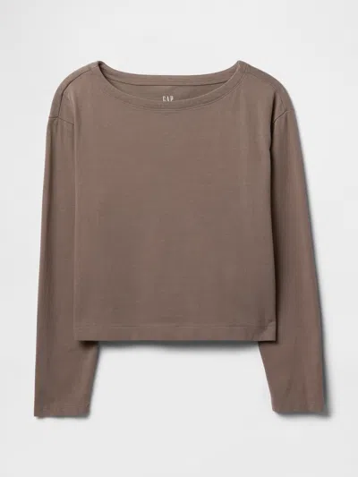 Gap Heavyweight Organic Cotton Vintage Boatneck T-shirt In Plymouth Rock Brown