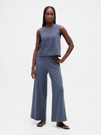 Gap Heavyweight Organic Cotton Wide-leg Pants In Blue