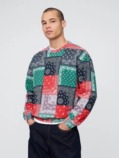 Gap Heavyweight Oversized Bandana Sweatshirt In Multi