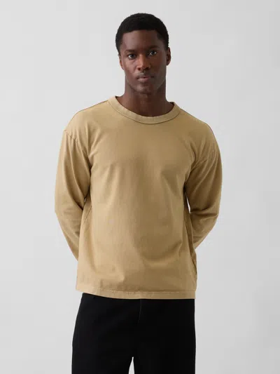 Gap Heavyweight Oversized Crop T-shirt In Brown