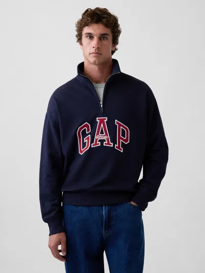 Gap Heavyweight Oversized Logo Half-zip Pullover In Blue