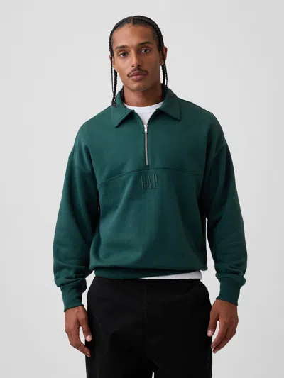 Gap Heavyweight Oversized Logo Half-zip Pullover In Deep Hunter Green