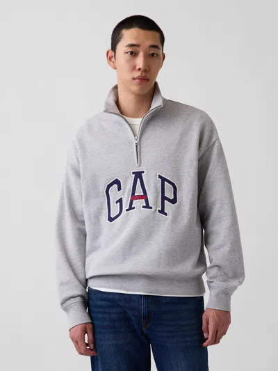 Gap Heavyweight Oversized Logo Half-zip Pullover In Gray