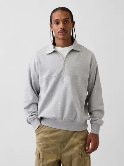 Gap Heavyweight Oversized Logo Half-zip Pullover In Light Grey