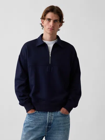 Gap Heavyweight Oversized Logo Half-zip Pullover In New Classic Navy Blue