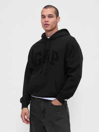 Gap Heavyweight Oversized Logo Hoodie In Black