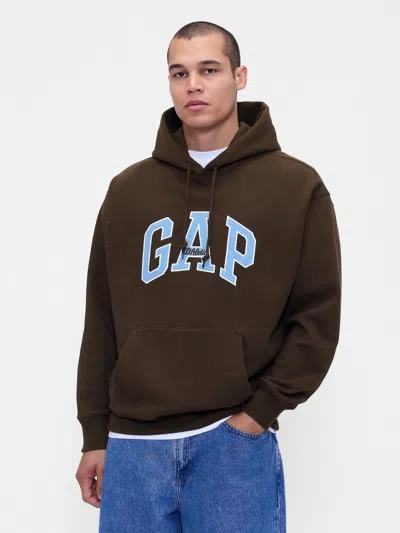 Gap Heavyweight Oversized Logo Hoodie In Brown