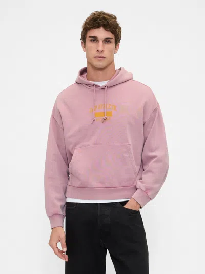 Gap Heavyweight Oversized Logo Hoodie In Purple