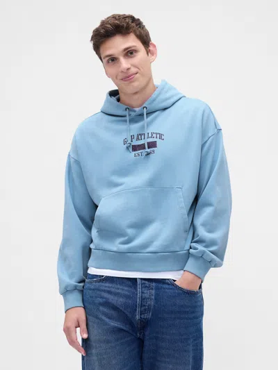 Gap Heavyweight Oversized Logo Hoodie In Blue