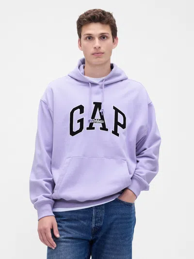 Gap Heavyweight Oversized Logo Hoodie In Purple