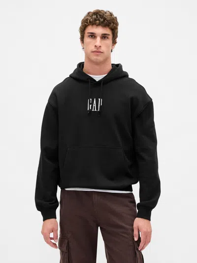 Gap Heavyweight Oversized Logo Hoodie In Black
