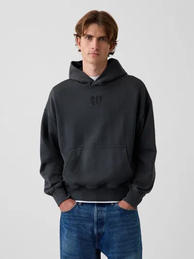 Gap Heavyweight Oversized Logo Hoodie In Black