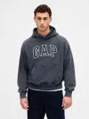 Gap Heavyweight Oversized Logo Hoodie In Blue