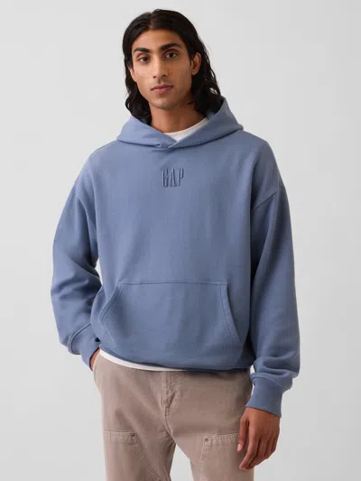 Gap Heavyweight Oversized Logo Hoodie In Blue Pearl