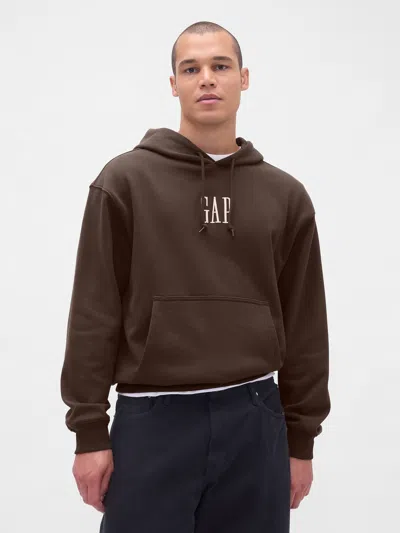 Gap Heavyweight Oversized Logo Hoodie In Brown