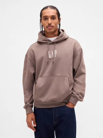 Gap Heavyweight Oversized Logo Hoodie In Brown