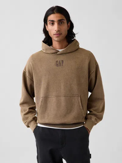 Gap Heavyweight Oversized Logo Hoodie In Cool Brown