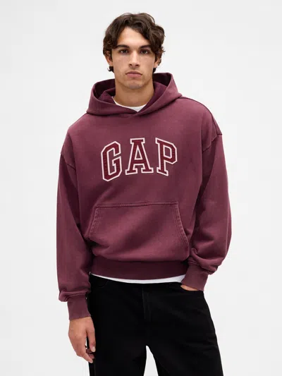 Gap Heavyweight Oversized Logo Hoodie In Red