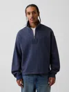 Gap Heavyweight Oversized Logo Quarter-zip Pullover In Blue