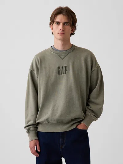 Gap Heavyweight Oversized Logo Sweatshirt In Tweed Green
