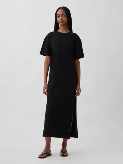 Gap Heavyweight Oversized Maxi T-shirt Dress In Black