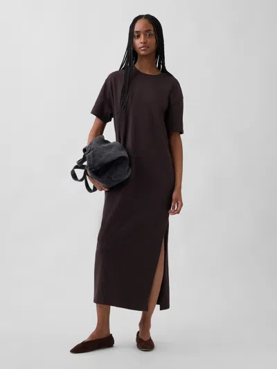 Gap Heavyweight Oversized Maxi T-shirt Dress In Brown