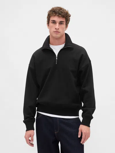 Gap Heavyweight Oversized Quarter-zip Pullover In Black