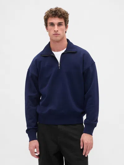 Gap Heavyweight Oversized Quarter-zip Pullover In Blue