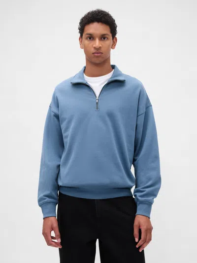 Gap Heavyweight Oversized Quarter-zip Pullover In Blue