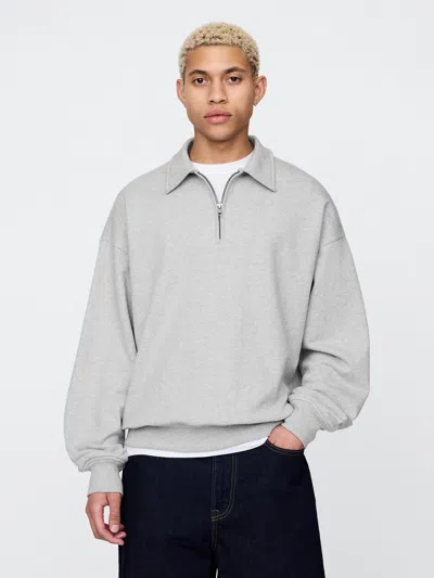 Gap Heavyweight Oversized Quarter-zip Pullover In Light Grey