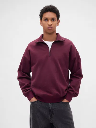 Gap Heavyweight Oversized Quarter-zip Pullover In Red