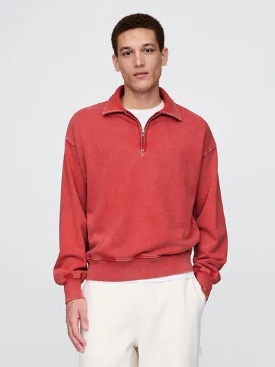 Gap Heavyweight Oversized Quarter-zip Pullover In Washed Red