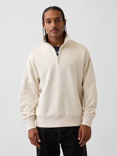 Gap Heavyweight Oversized Quarter-zip Pullover In Birch Beige