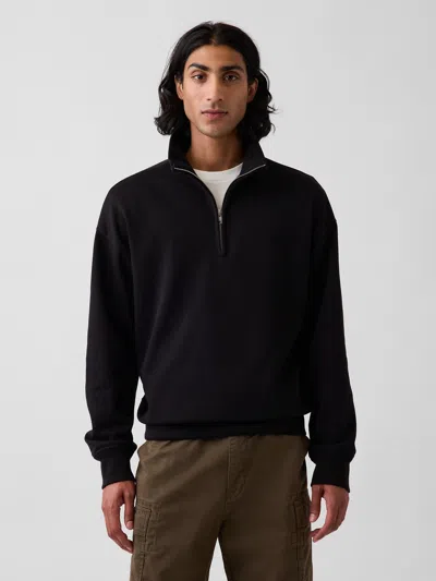 Gap Heavyweight Oversized Quarter-zip Pullover In Black