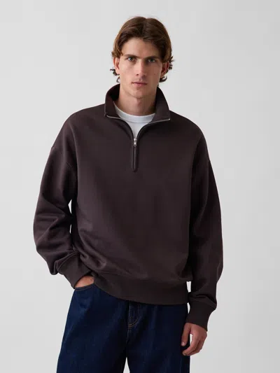 Gap Heavyweight Oversized Quarter-zip Pullover In Terra Brown