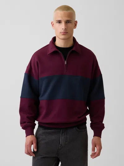Gap Heavyweight Oversized Stripe Half-zip Pullover In Red