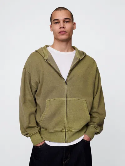 Gap Heavyweight Oversized Zip Hoodie In Green
