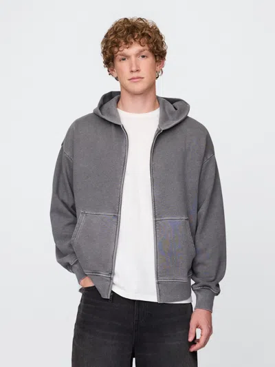 Gap Heavyweight Oversized Zip Hoodie In Black