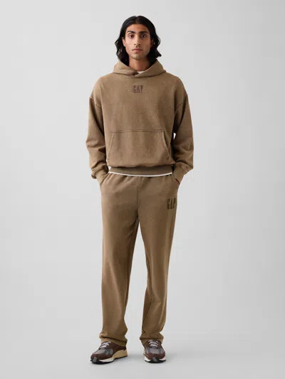 Gap Heavyweight Relaxed Logo Sweatpants In Cool Brown