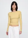 Gap Heavyweight Rib Cropped Boatneck T-shirt In Straw Yellow