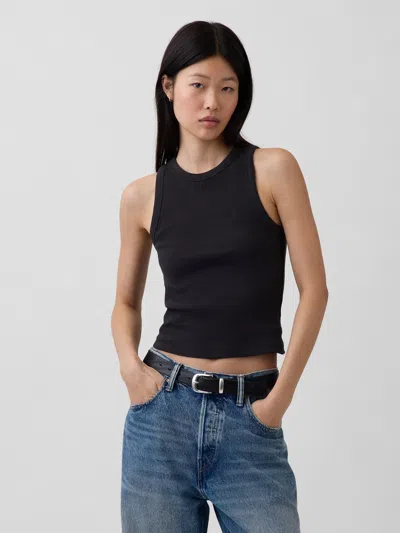 Gap Heavyweight Rib Halter Tank Top In Black