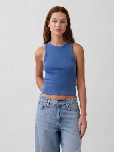 Gap Heavyweight Rib Halter Tank Top In Blue