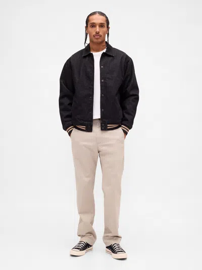 Gap Heavyweight Twill Relaxed Straight Khakis In Black