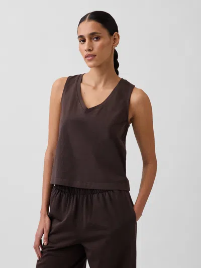 Gap Heavyweight V-neck Crop Shell Tank Top In Brown
