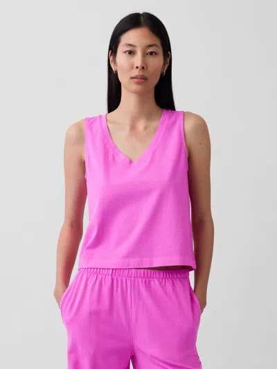 Gap Heavyweight V-neck Crop Shell Tank Top In Pink