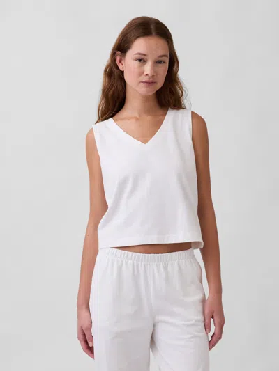 Gap Heavyweight V-neck Crop Shell Tank Top In White