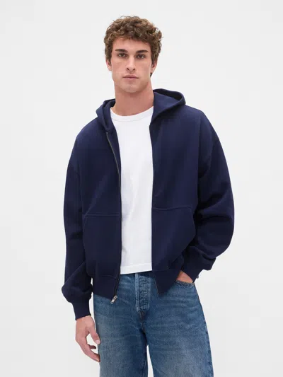 Gap Heavyweight Zip Hoodie In Blue